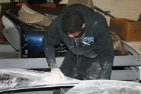 Almost four months ago, Daniel Moore sanding the frame of the GTM.