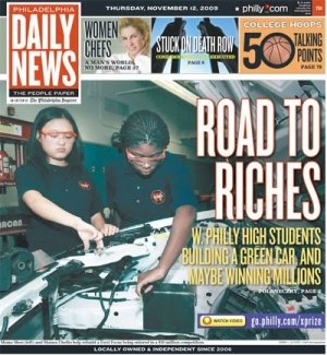 Cover of the Philadelphia Daily News featuring Momo Shen and Shanea Chellis - 11/12/2009